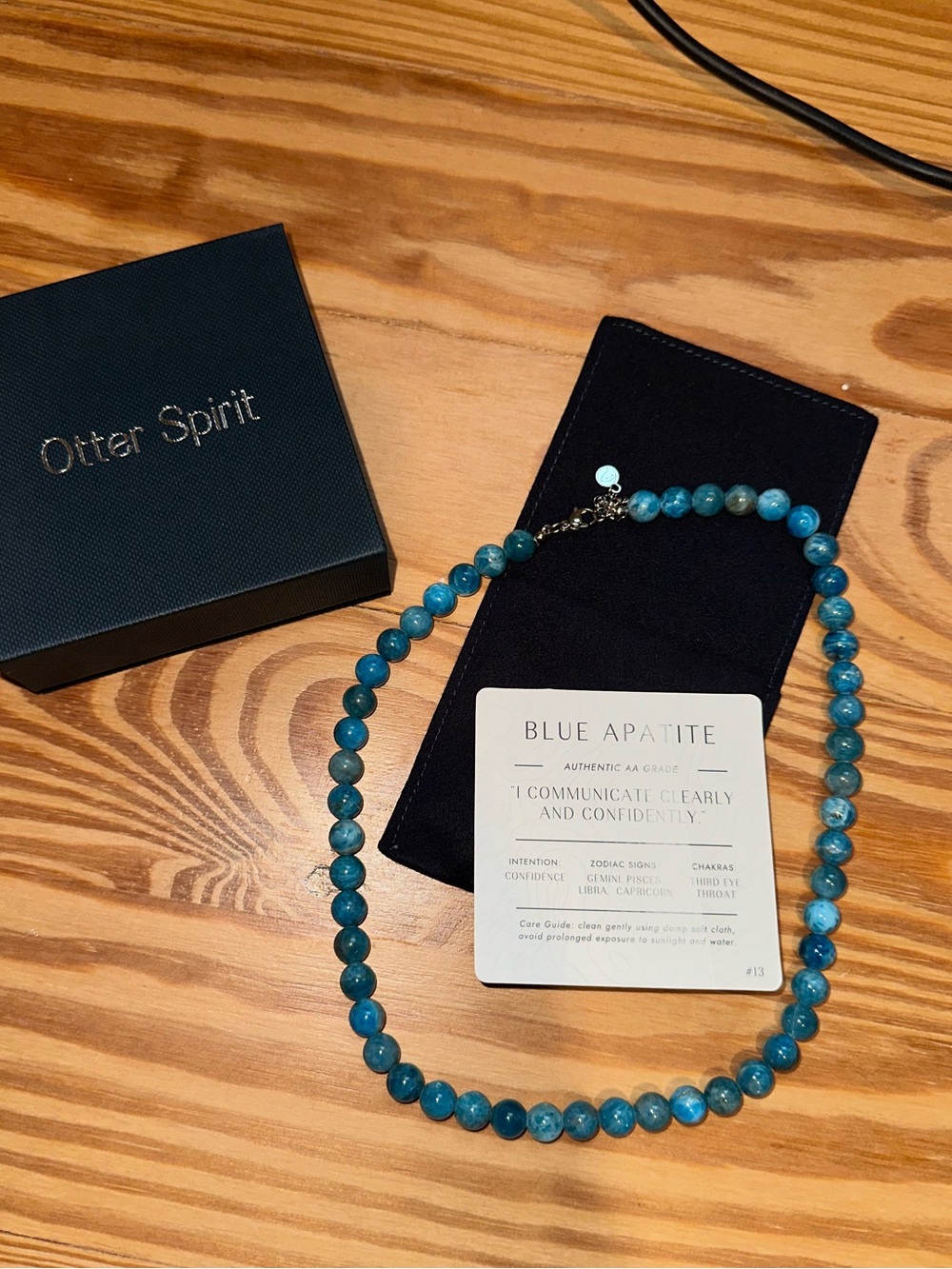 Otter Spirit Blue Apatite Necklace, new/never worn